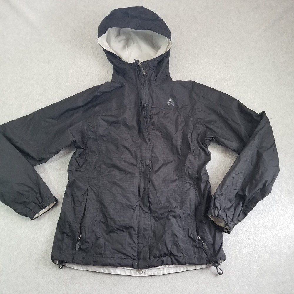 Nike ACG Jacket Womens Small Black Hooded Rain Windbreaker Fit Storm Gorpcore